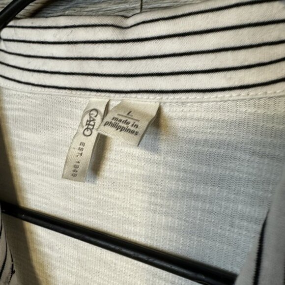 Cato‎ Womens Large Tank Stripped Collar V Neck White With Tie Beachy - Picture 6 of 6